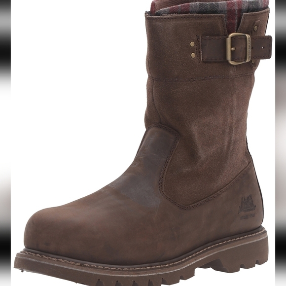 Caterpillar Jenny Steel Toe Bark Leather Nylon Mesh Lining Sz. 9.5WW Work‎ Boot - Picture 1 of 14